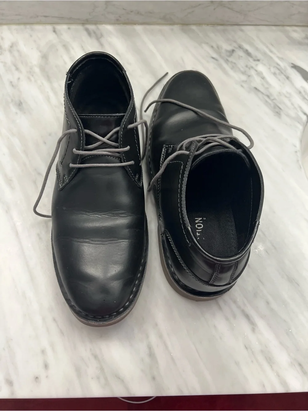 Kenneth Cole Reaction Black Leather Chukka Boots with Tan Welt